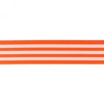 Gummiband Streifen Neon Orange-Weiß Breite 4 cm